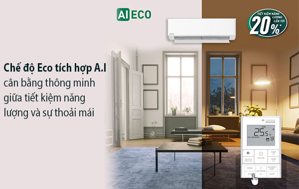 Máy lạnh Panasonic Inverter 2.5 HP CU/CS-XU24ZKH-8 - Chế độ Eco tích hợp trí thông minh nhân tạo A.I